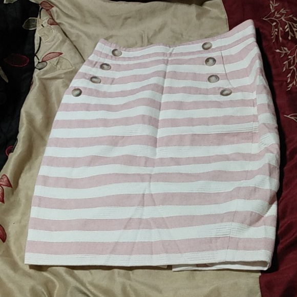 Ann Taylor Loft Skirt Red/ White striped - Picture 1 of 10